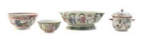 Four Chinese Export Porcelain Articles, Width of widest bowl 10 5/8 inches.
