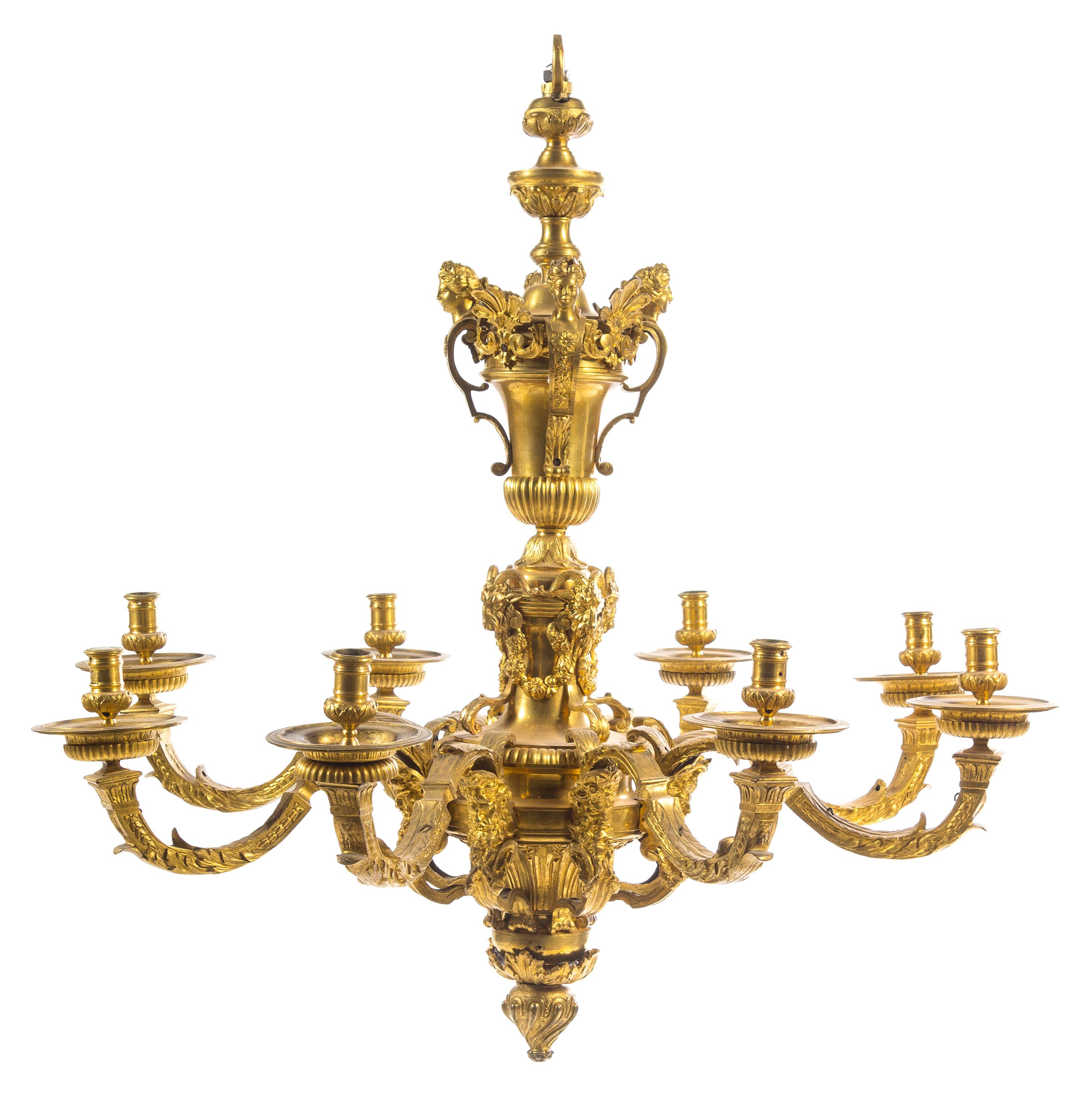 A Neoclassical Gilt Bronze Eight-Light Chandelier Diameter 34 inches. — LATE 19TH CENTURY
