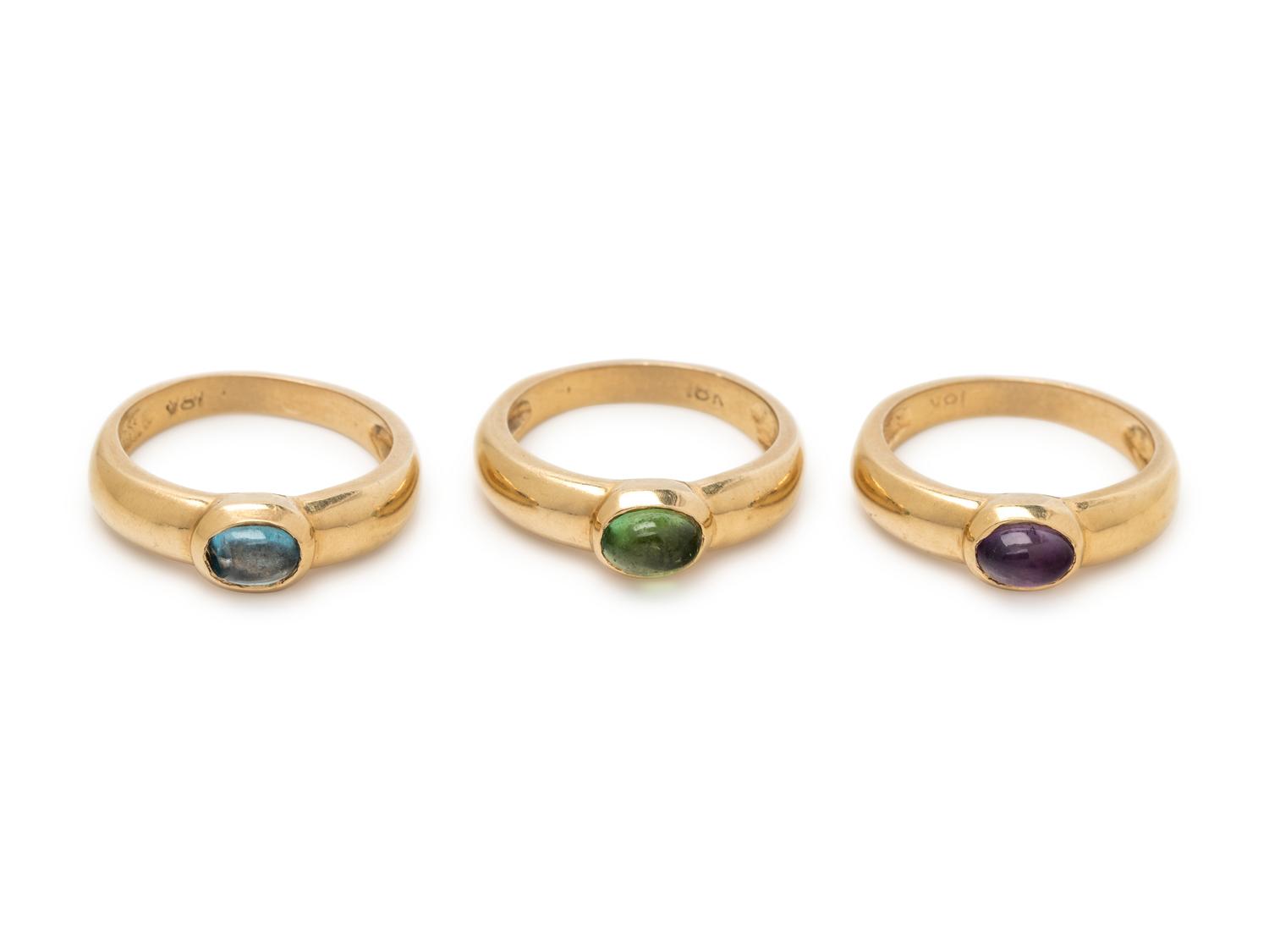 YELLOW GOLD AND GEMSTONE RING SET