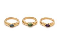 YELLOW GOLD AND GEMSTONE RING SET