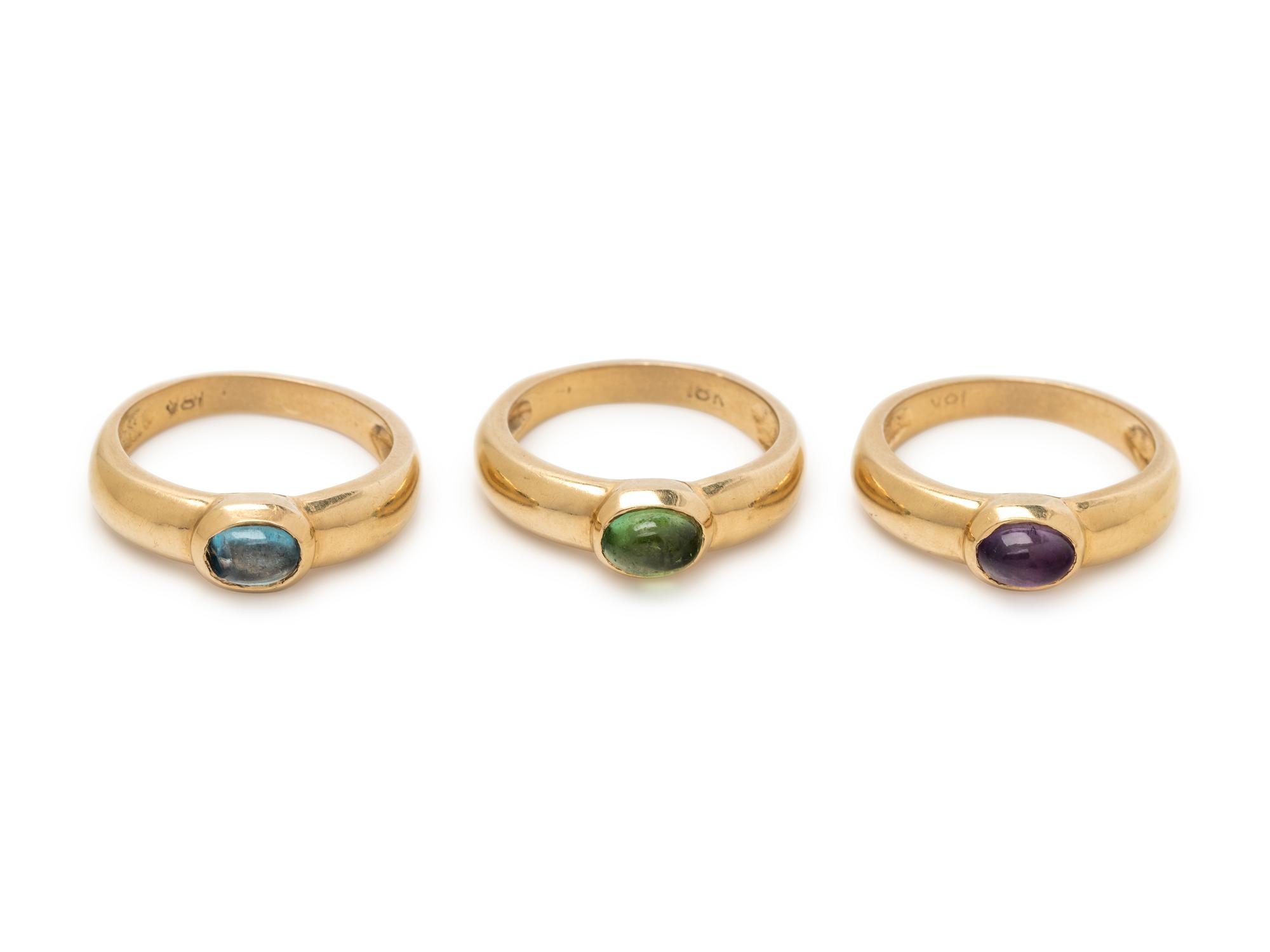 YELLOW GOLD AND GEMSTONE RING SET