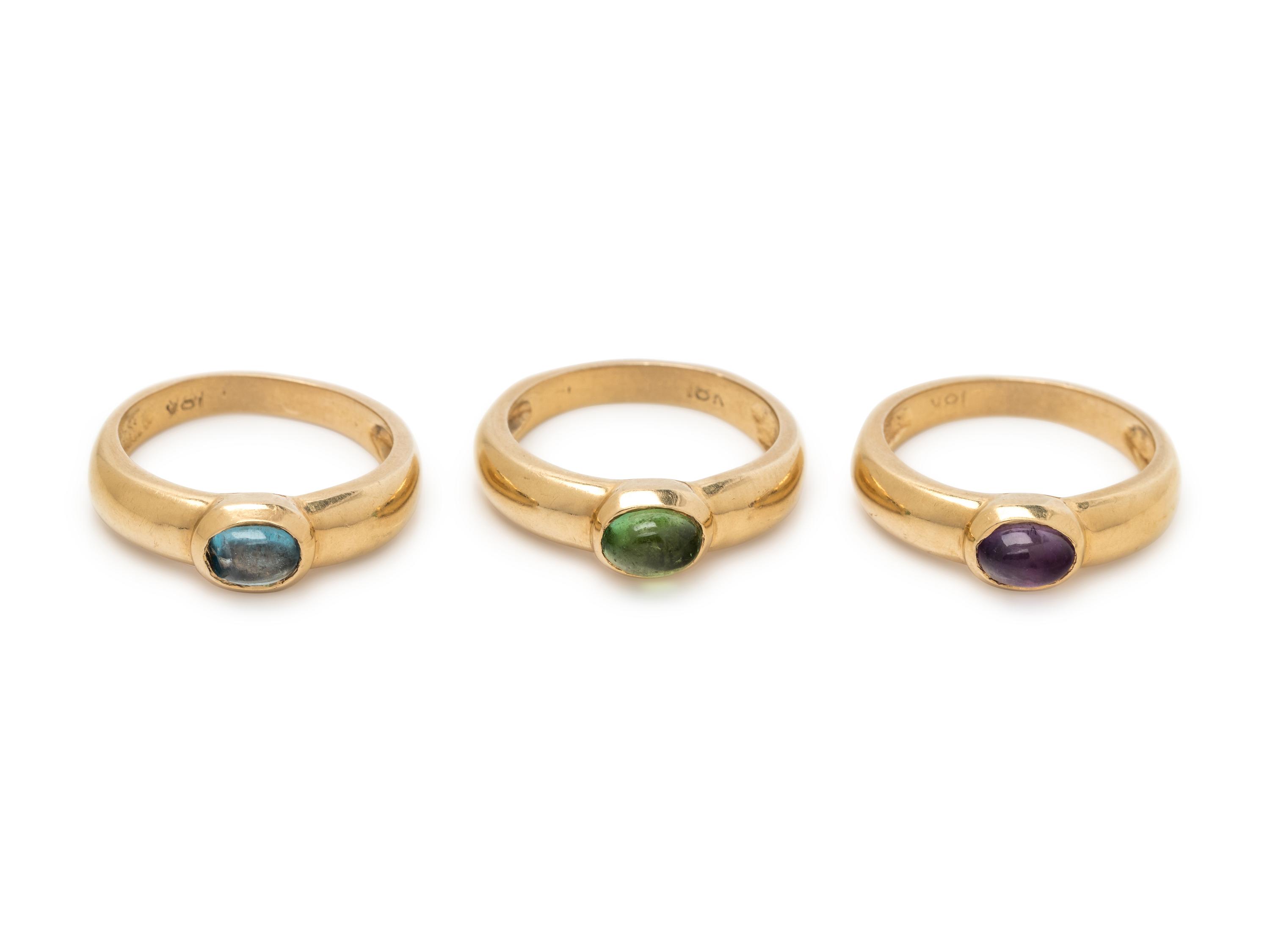 YELLOW GOLD AND GEMSTONE RING SET