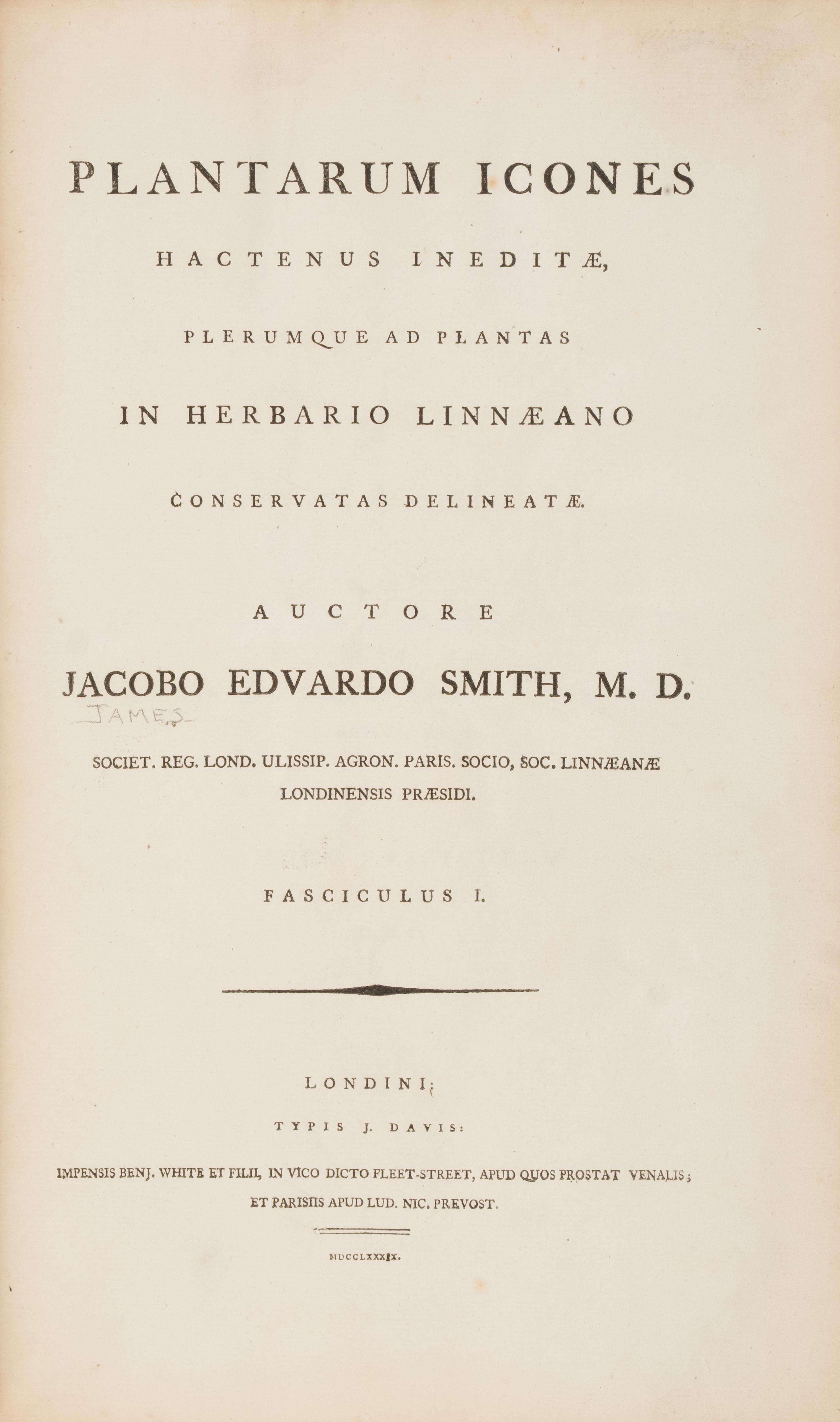[Natural History] Smith, Sir James Edward. Plantarum Icones Hactenus Ineditae