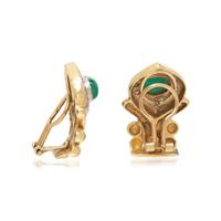 YELLOW GOLD, EMERALD, AND DIAMOND EARRINGS