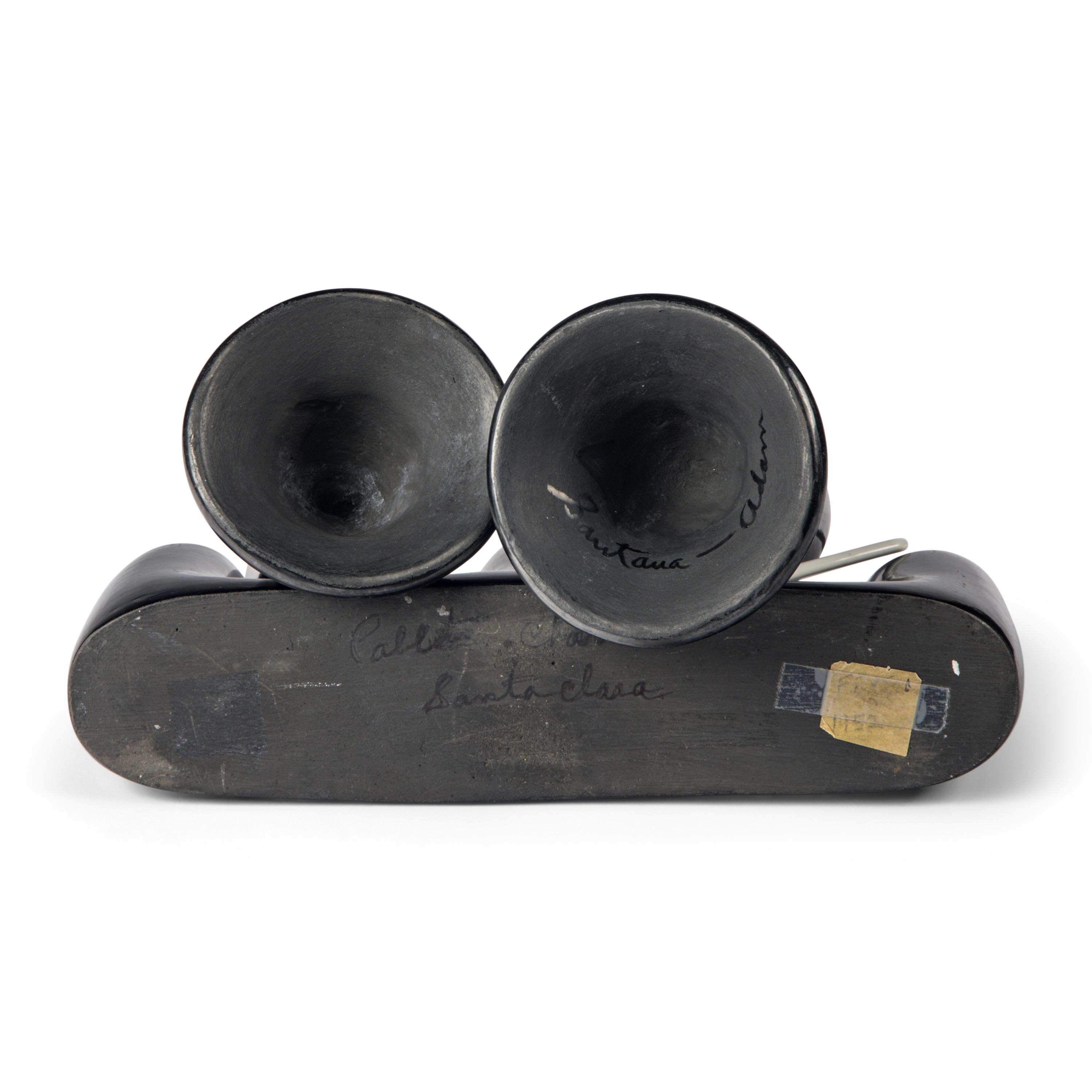 Santana and Adam Martinez (San Ildefonso, 1909-2002 / 1903-ca 2000) — Blackware Pottery Candlestick Holders, PLUS