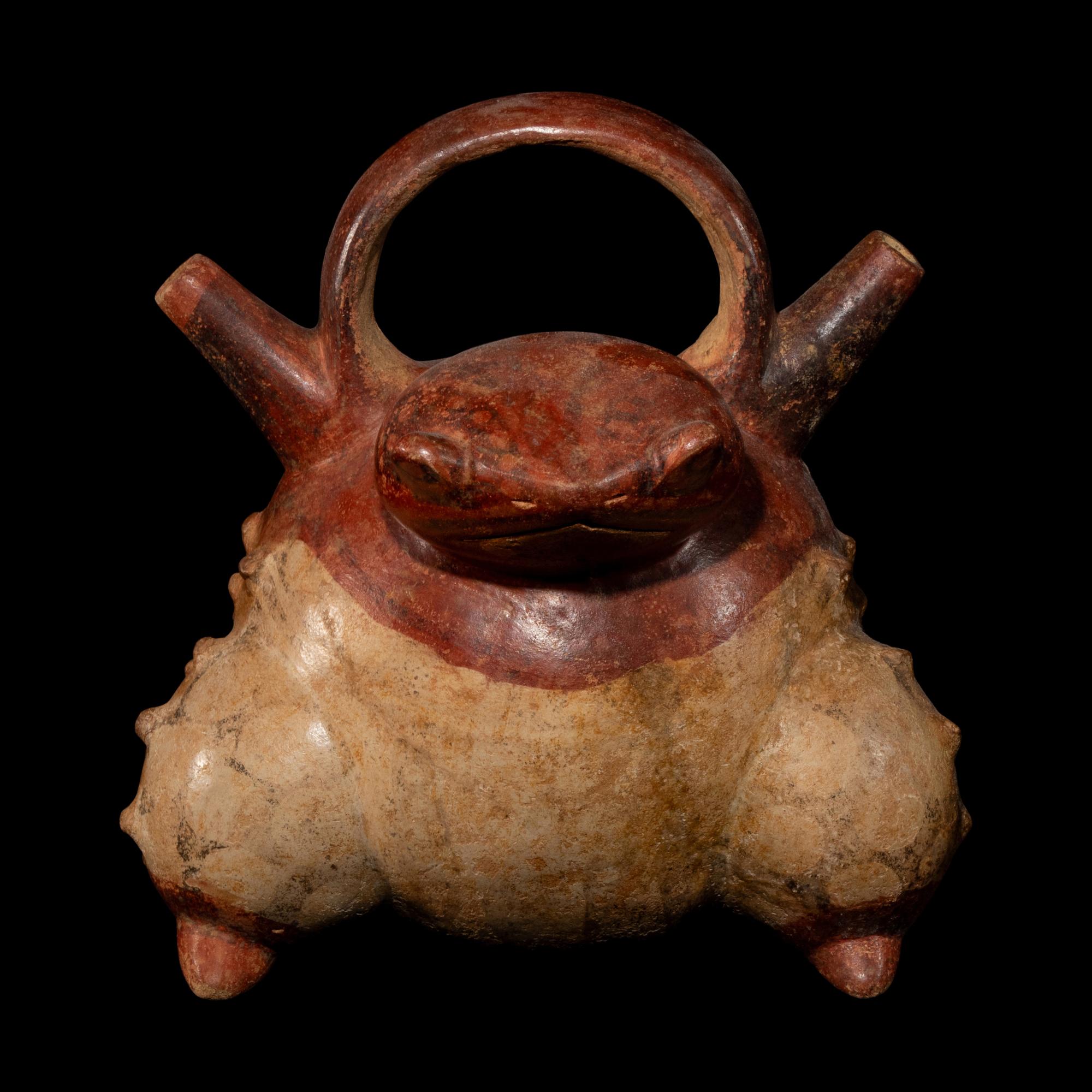 A Calima Terracotta Toad Effigy Alcarraza