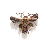 VICTORIAN, SAPPHIRE, RUBY, AND DIAMOND INSECT BROOCH