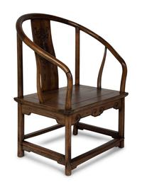 A Chinese Elmwood Horseshoe Back Armchair — LATE 19TH CENTURY