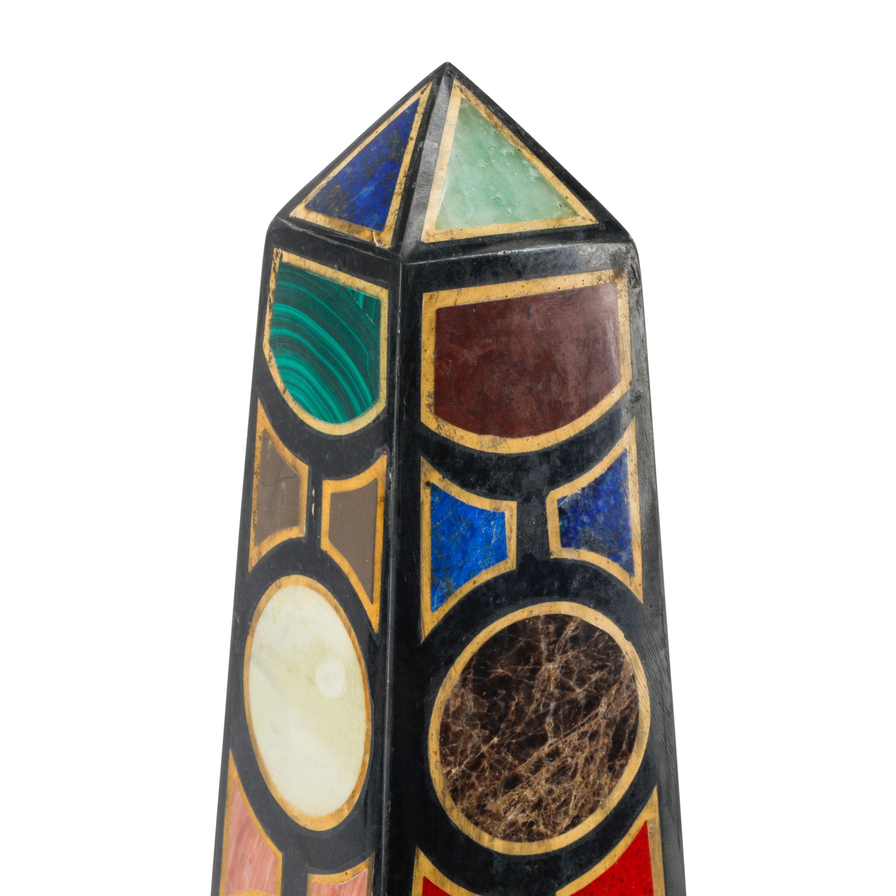 A Pair of Italian Grand Tour Style Specimen Marble Obelisks