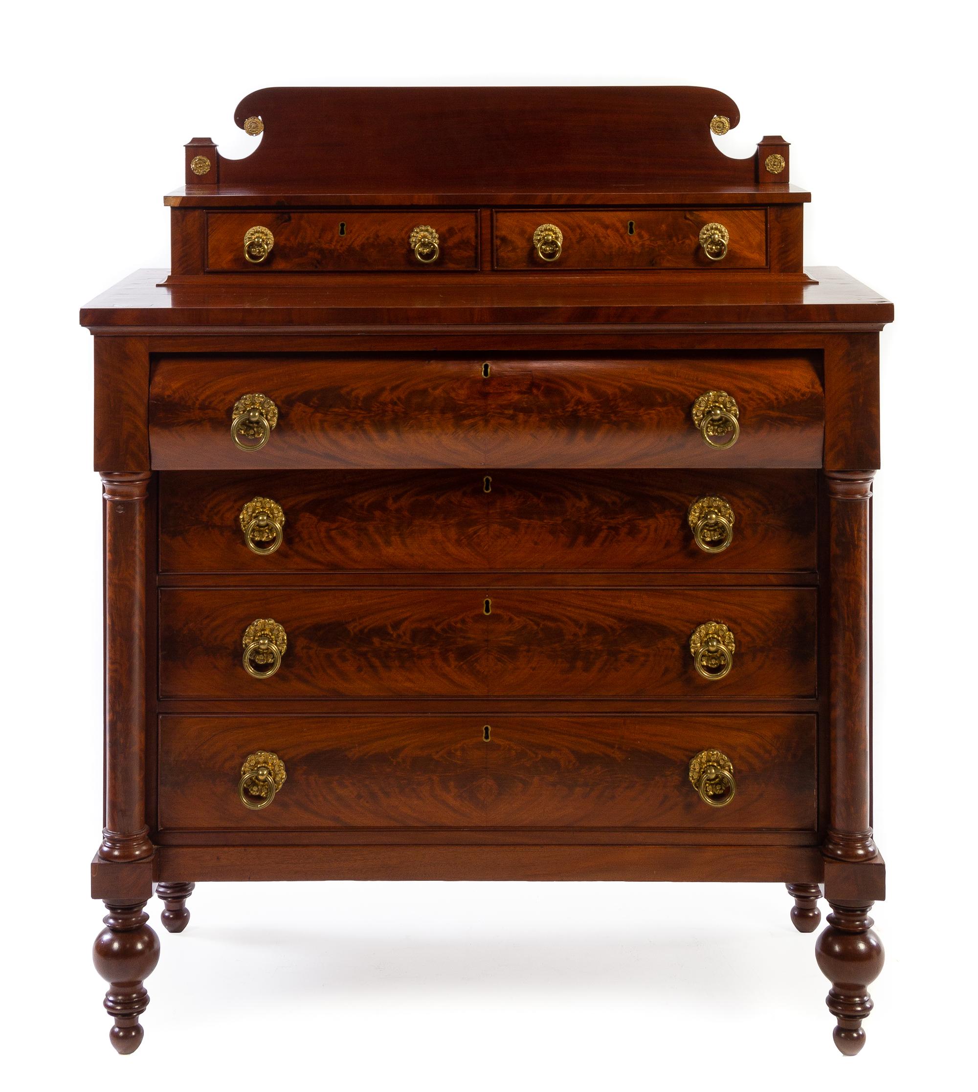 An American Classical Mahogany Chest of Drawers Height 53 x width 44 x depth 22 inches. — MID-19TH CENTURY
