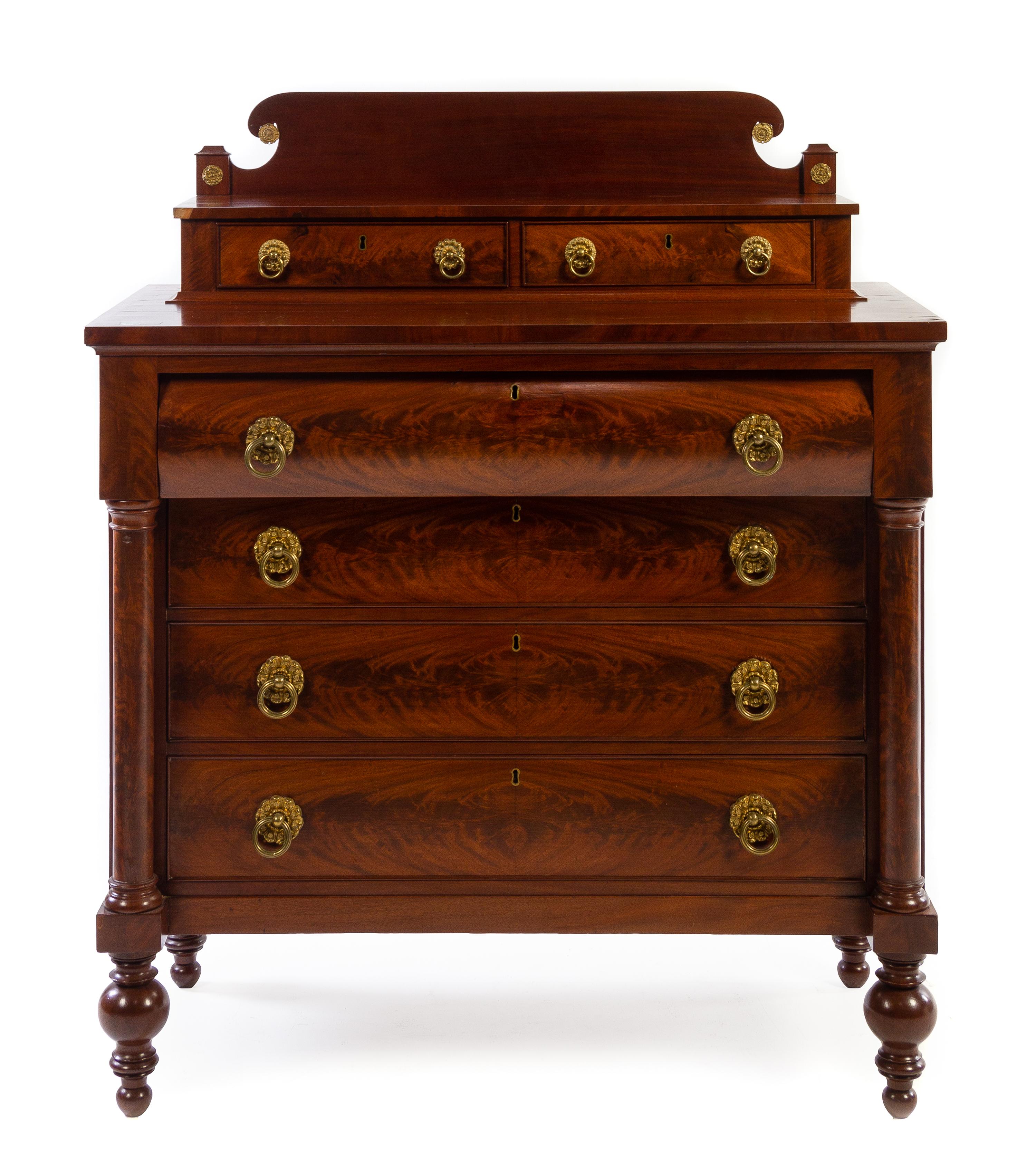 An American Classical Mahogany Chest of Drawers Height 53 x width 44 x depth 22 inches. — MID-19TH CENTURY
