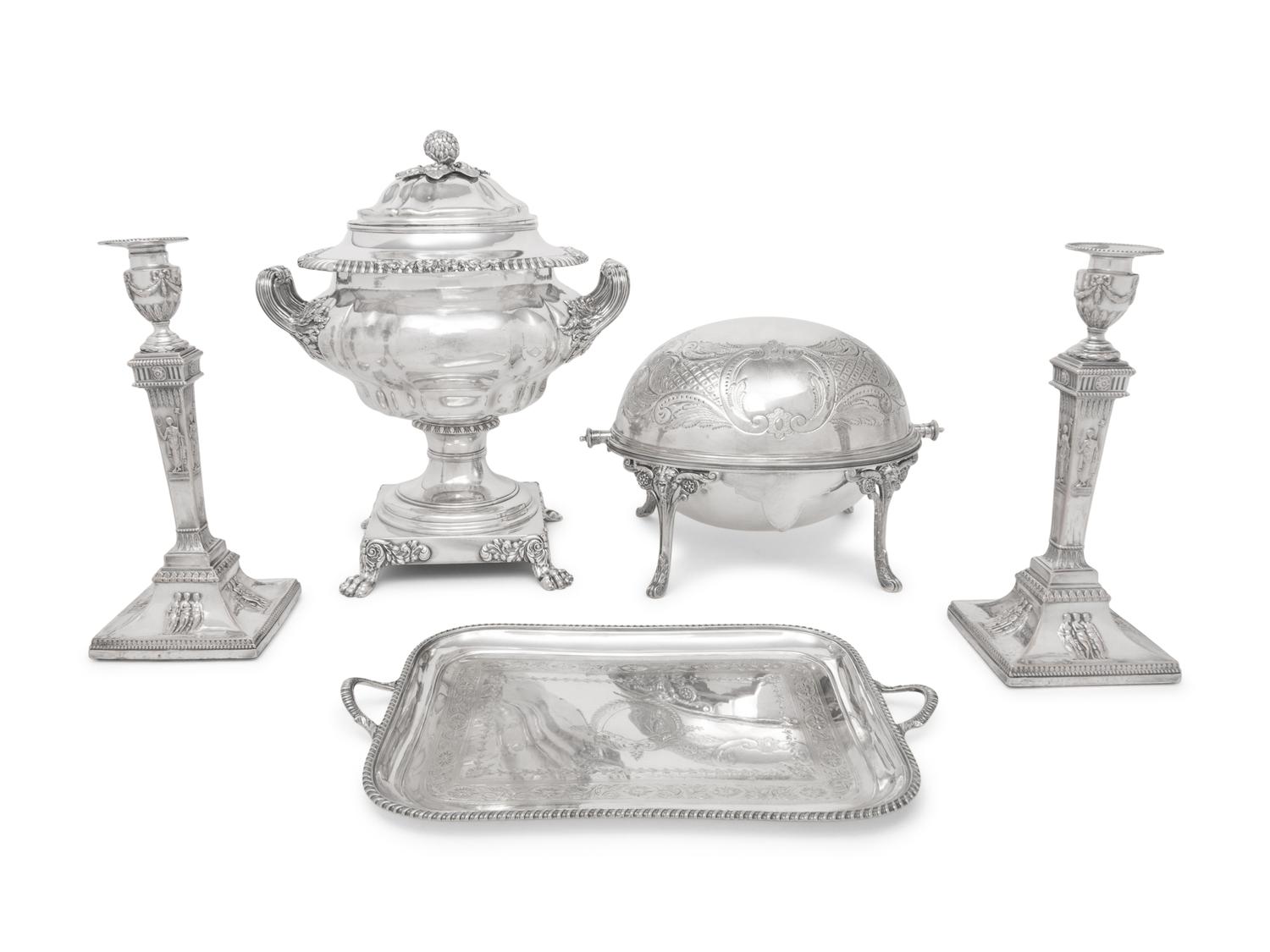Five English Silver-Plate Articles