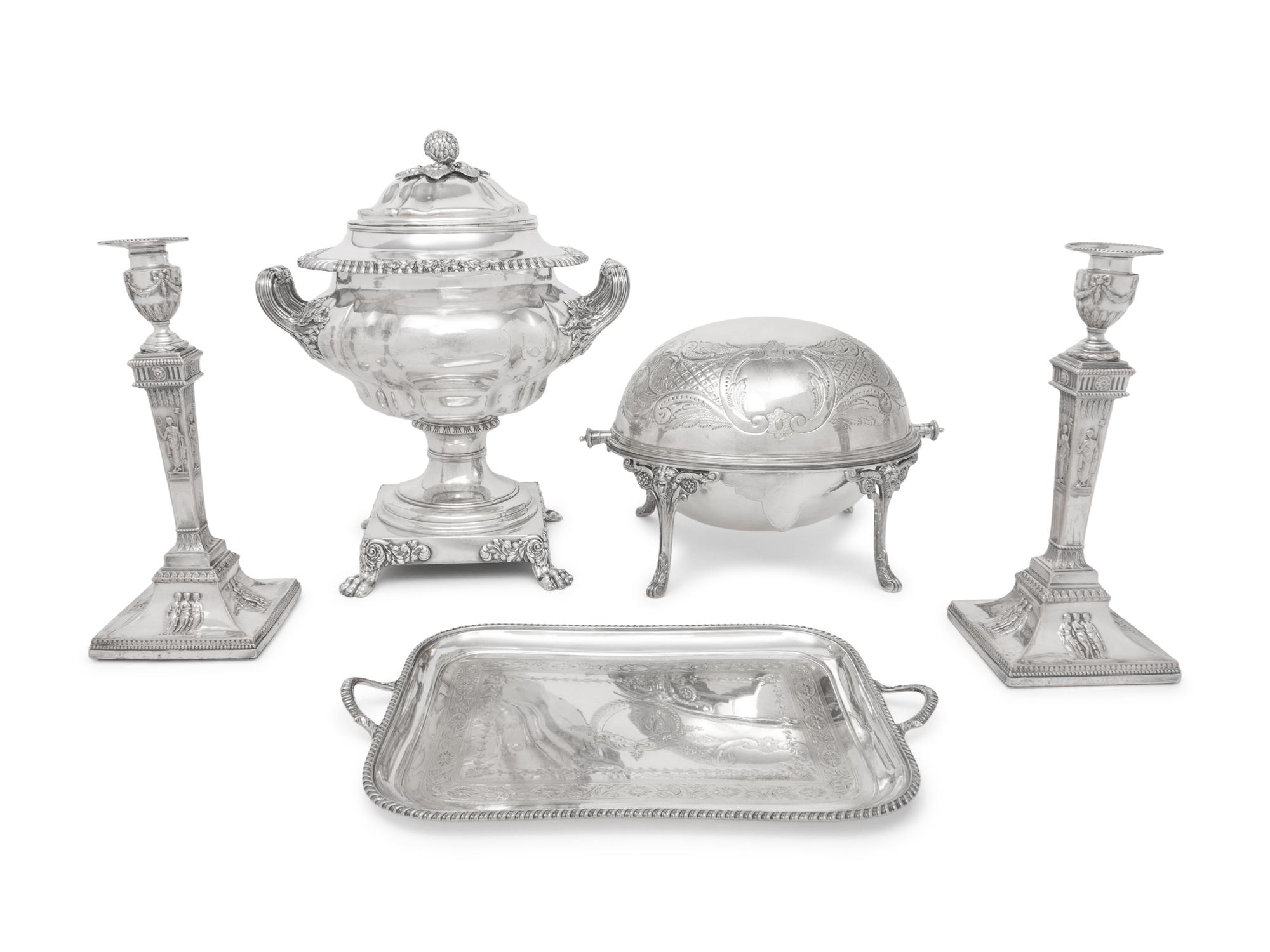 Five English Silver-Plate Articles