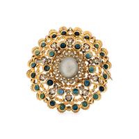 STAR SAPPHIRE, DIAMOND AND SAPPHIRE BROOCH