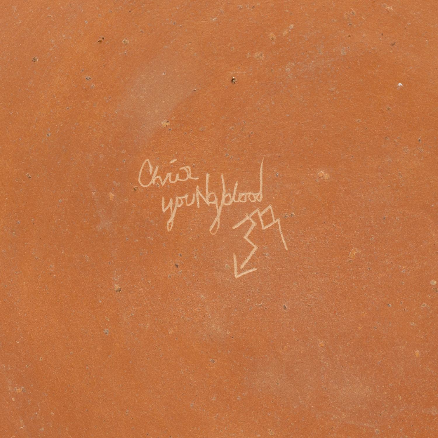 Carved Redware Pottery Plate and Vase