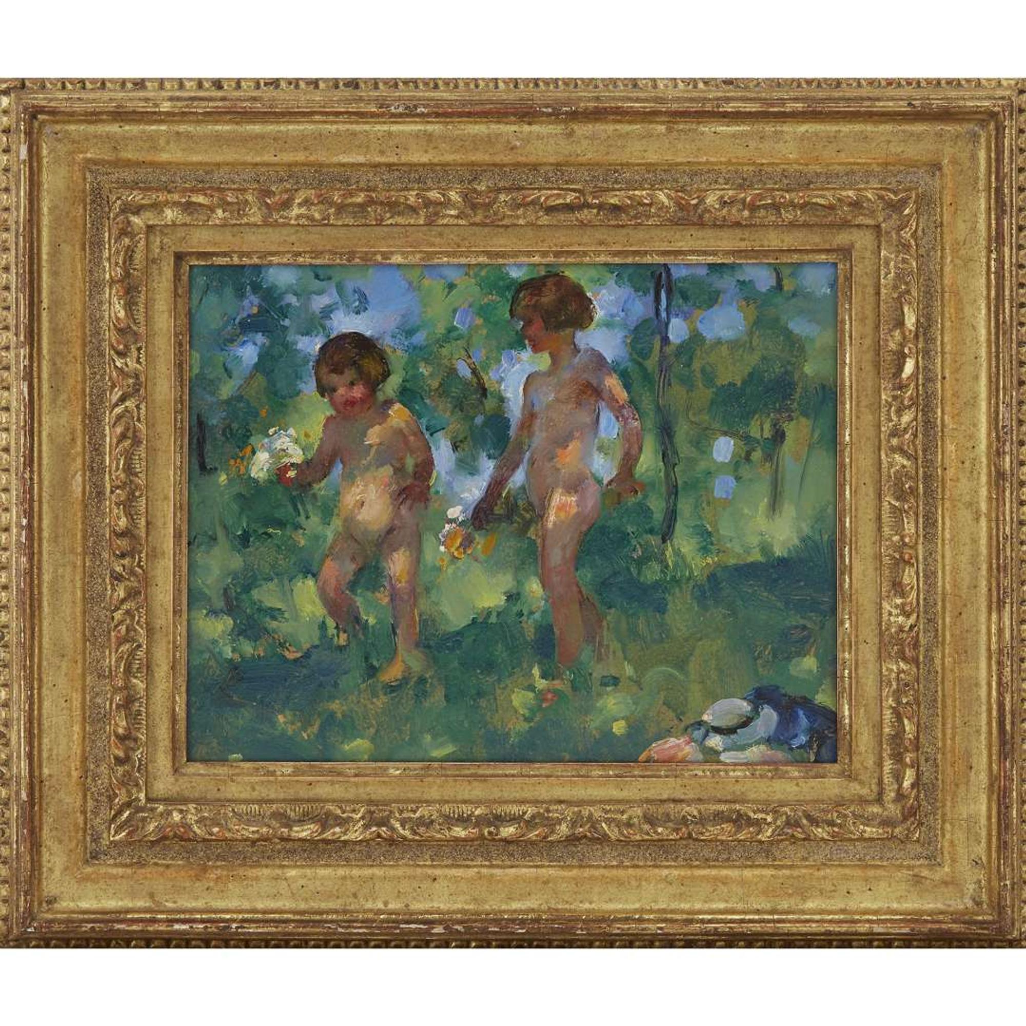 MARTHA WALTER (AMERICAN 1875–1976) "CHILDREN IN THE GARDEN"