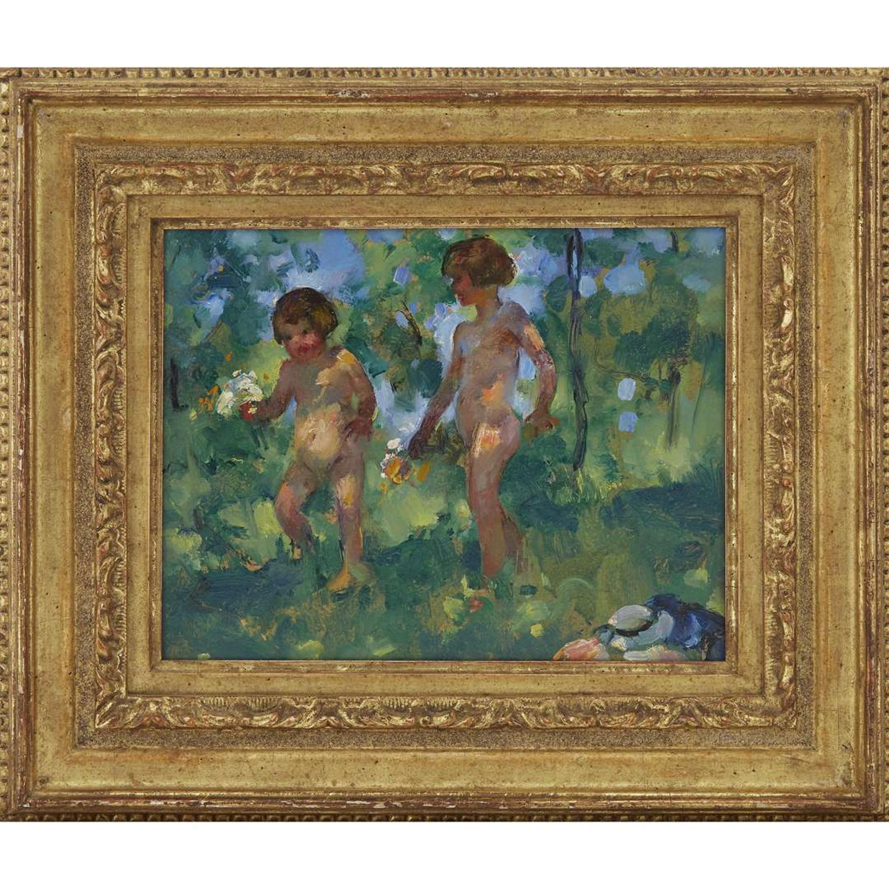 MARTHA WALTER (AMERICAN 1875–1976) "CHILDREN IN THE GARDEN"