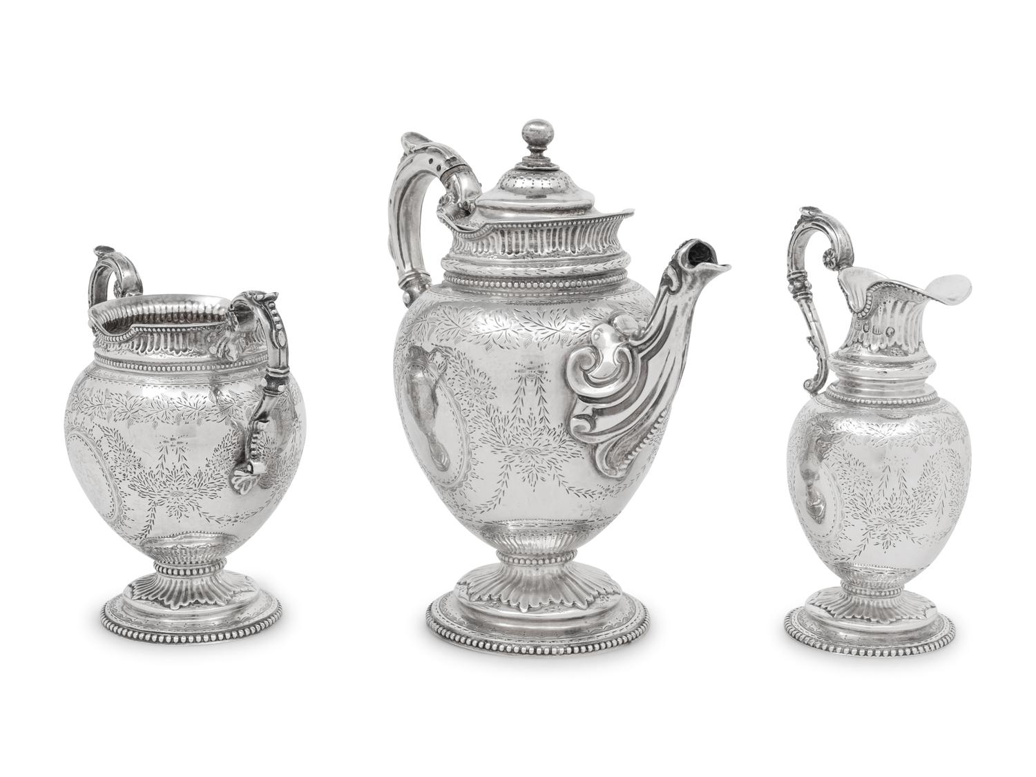 A Victorian Silver Three-Piece Tea Set