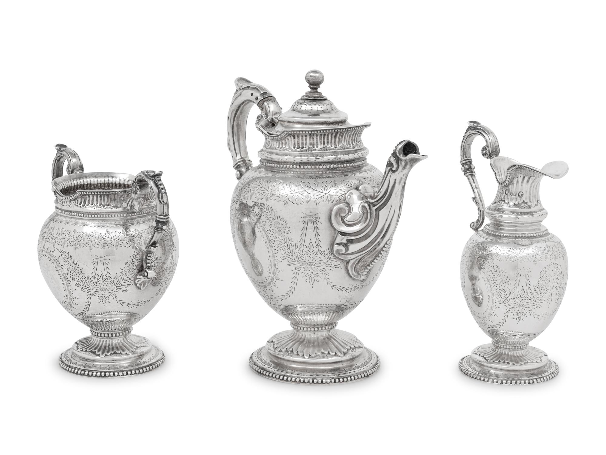A Victorian Silver Three-Piece Tea Set