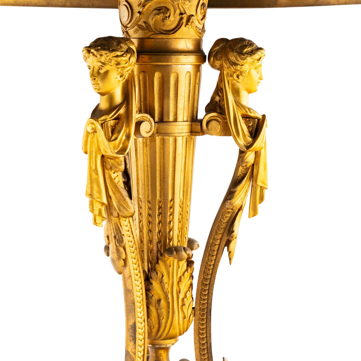 A Pair of Neoclassical Style Gilt Bronze and Marble Occasional Tables