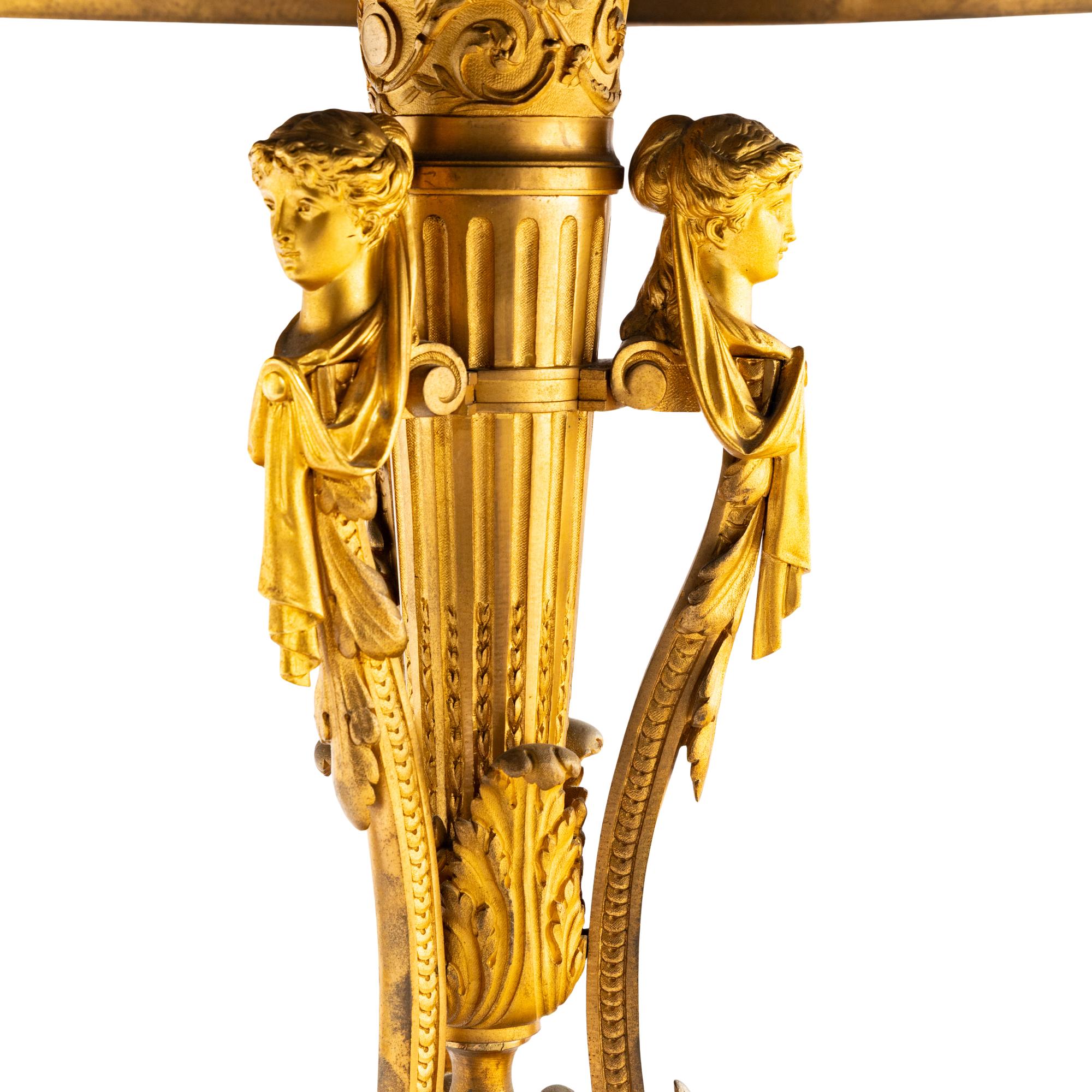 A Pair of Neoclassical Style Gilt Bronze and Marble Occasional Tables