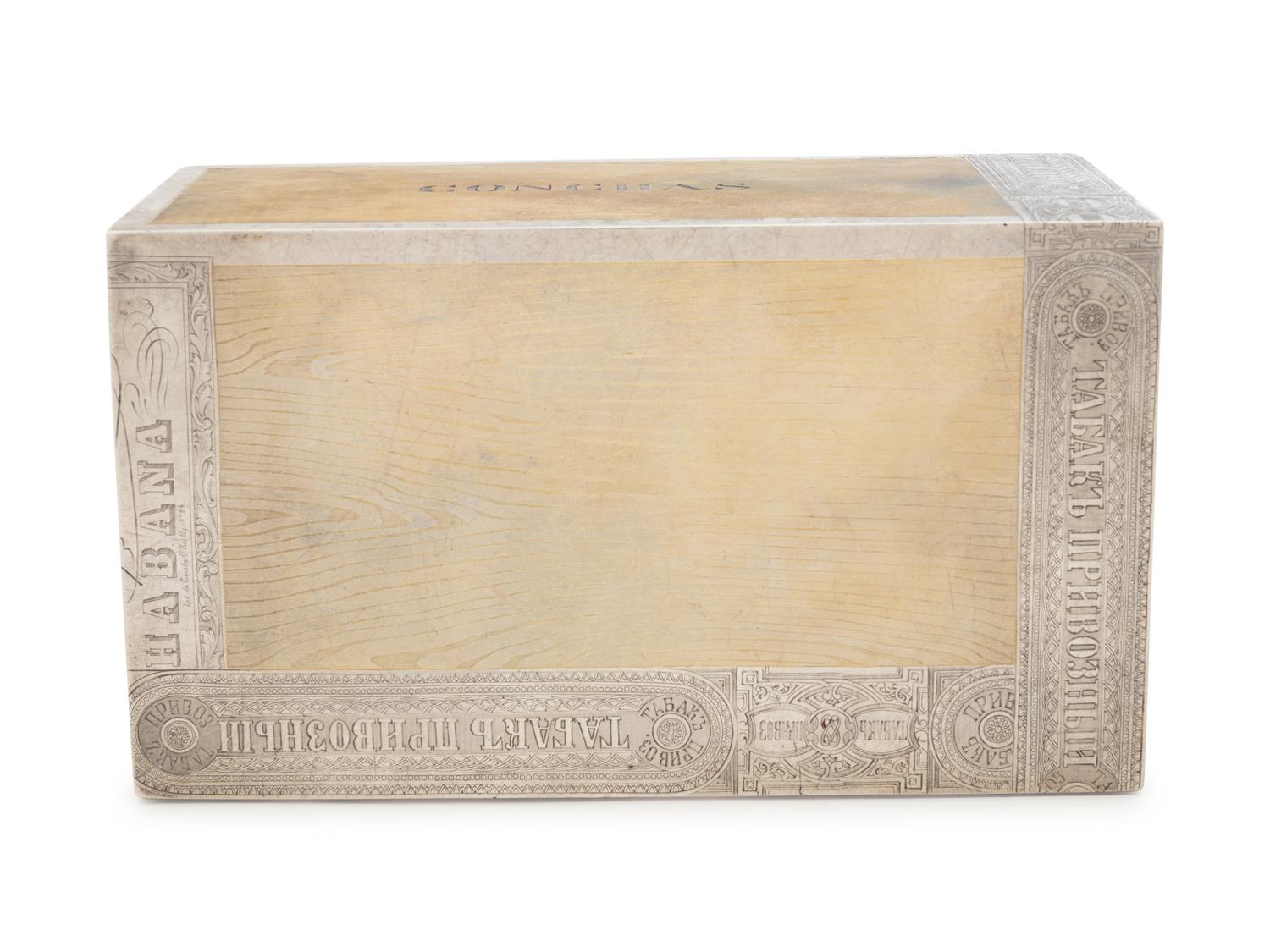 A Large Russian Silver-Gilt Trompe l'Oeil Cigar Box