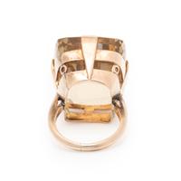 RETRO, CITRINE AND ROSE GOLD RING AND EARRINGS