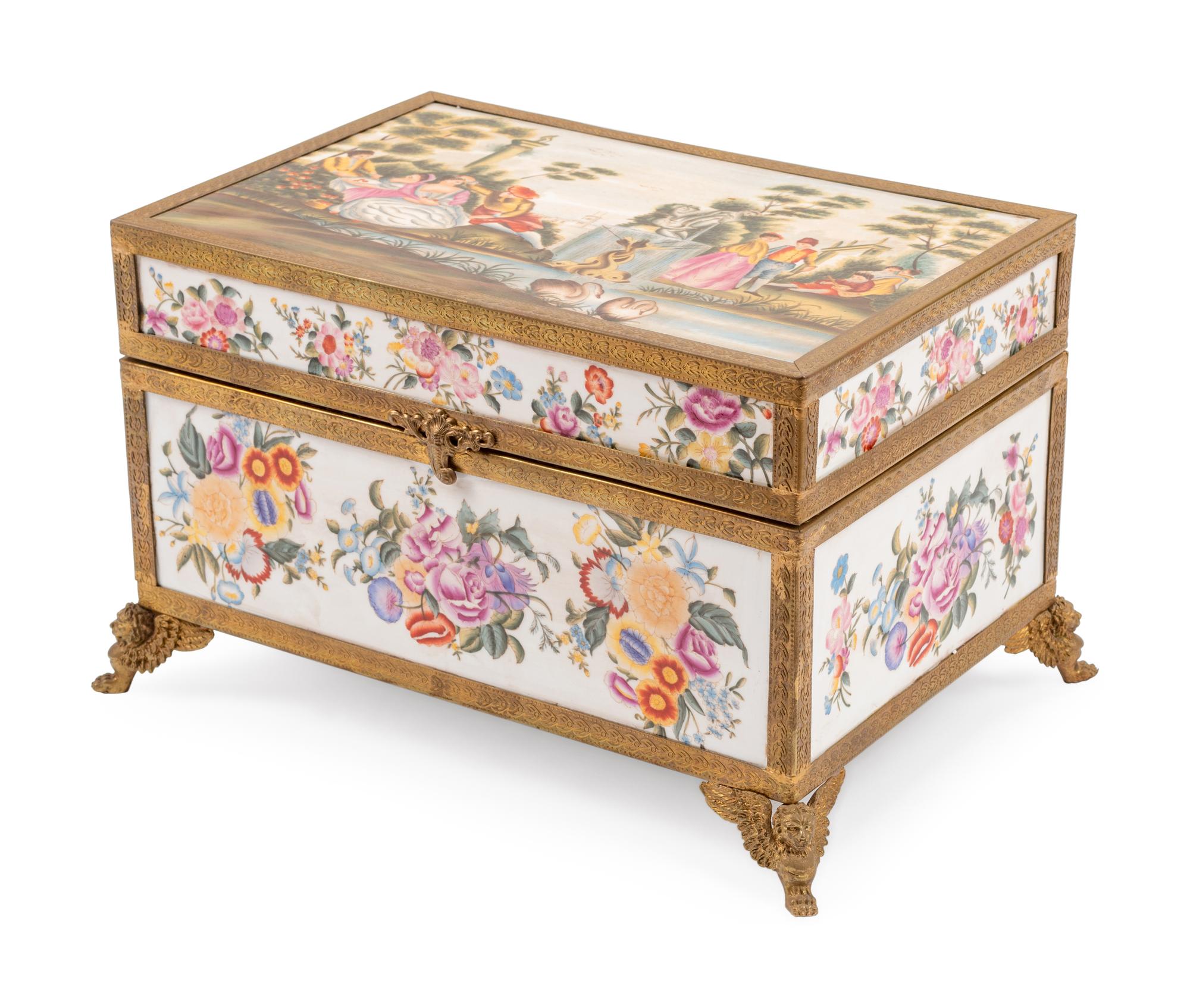 A Sèvres Style Gilt Bronze Mounted Porcelain Box