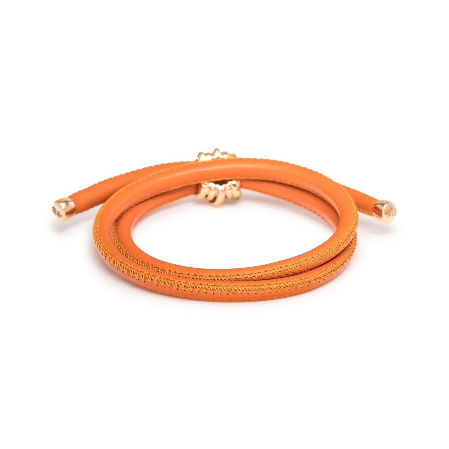 DE GRISOGONO, ORANGE LEATHER AND DIAMOND 'ALLEGRA' BRACELET