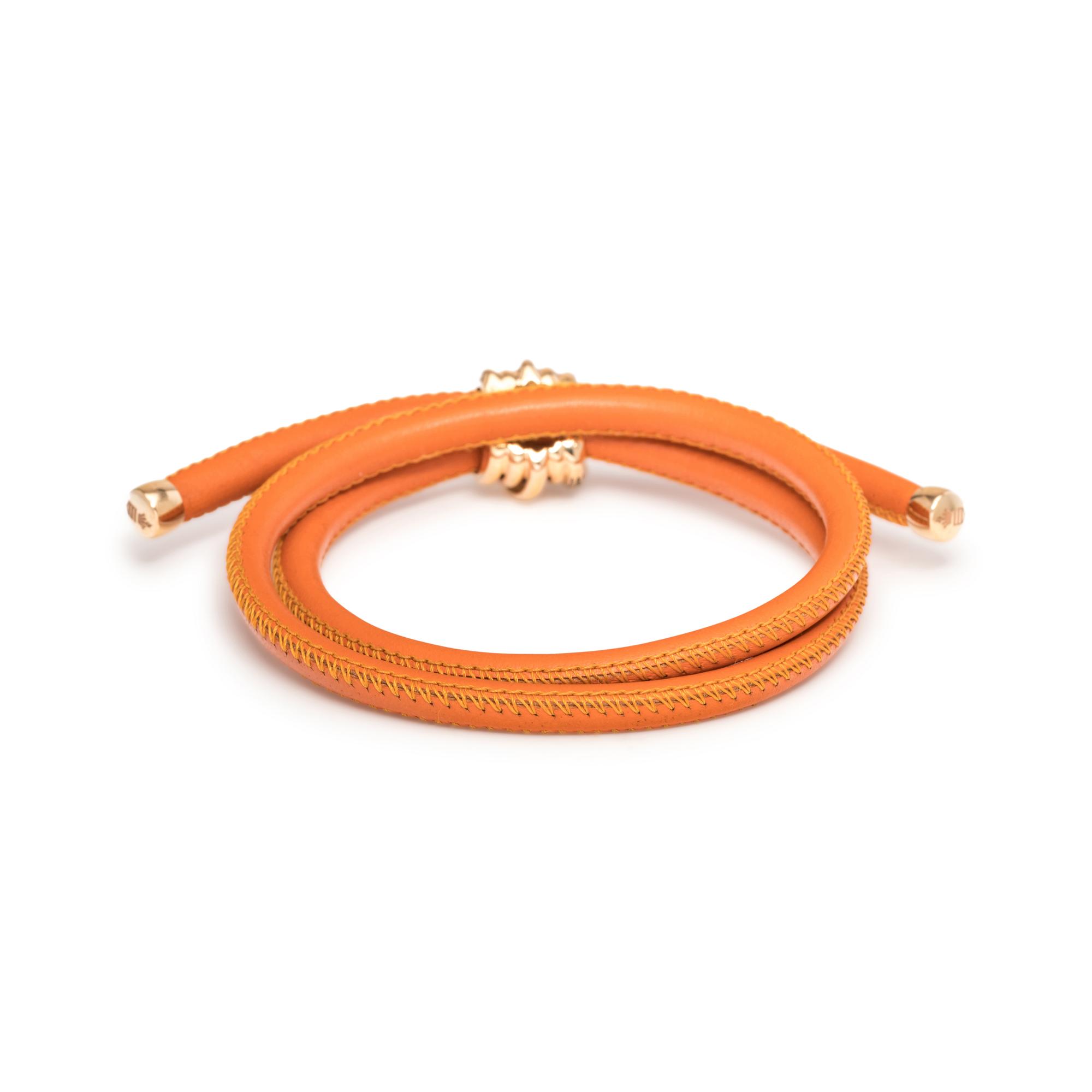 DE GRISOGONO, ORANGE LEATHER AND DIAMOND 'ALLEGRA' BRACELET