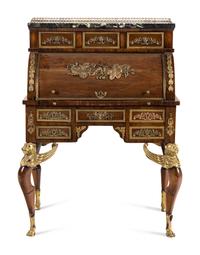 An Empire Style Gilt Metal Mounted Mahogany Bureau à Cylindre