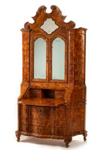 An Italian Renaissance Style Inlaid Walnut Slant Front Secretary — 19TH/20TH CENTURY