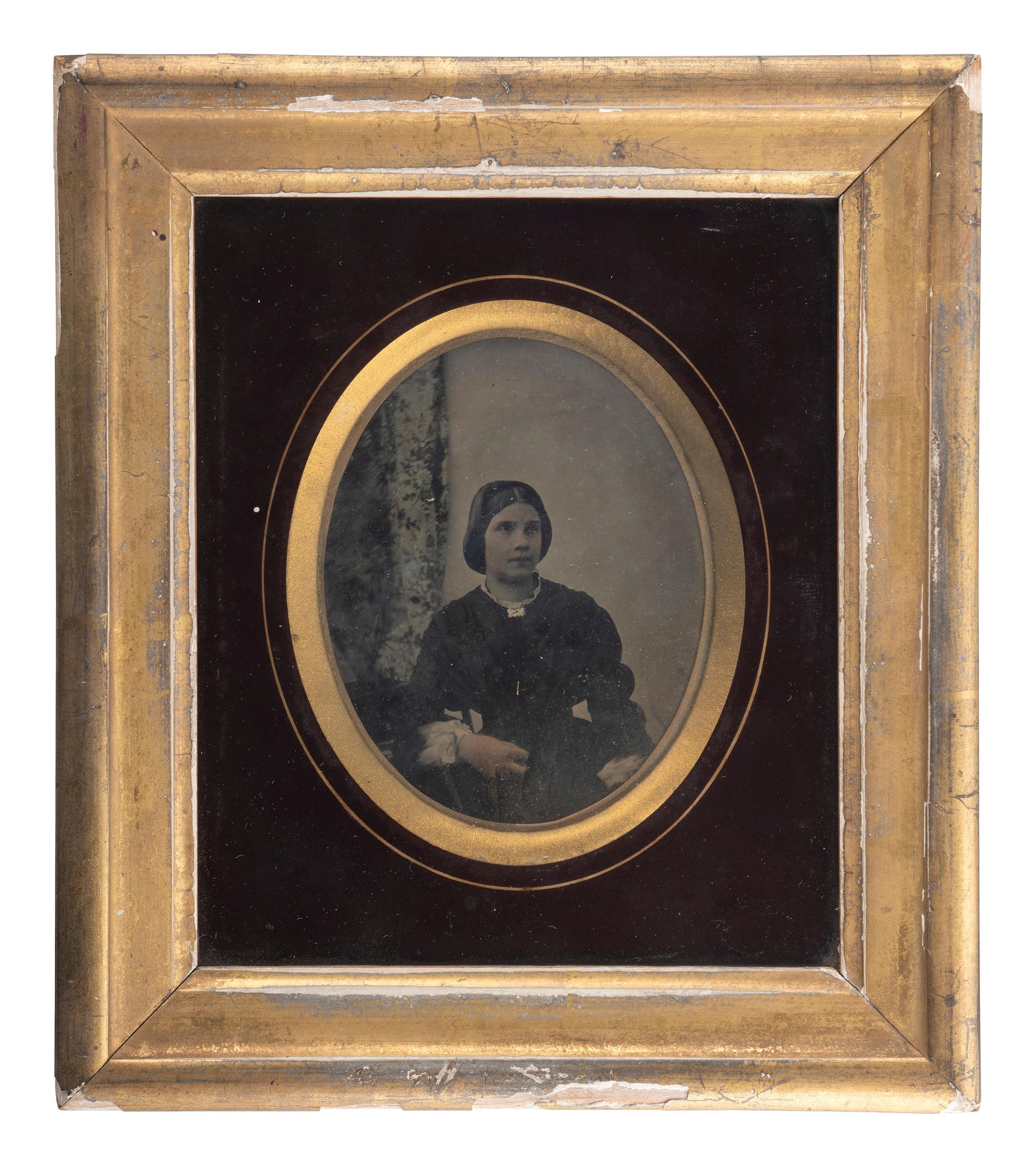 [EARLY PHOTOGRAPHY]. A group of 3 framed ambrotype and tintype portraits, highlighed by sibling portraits: