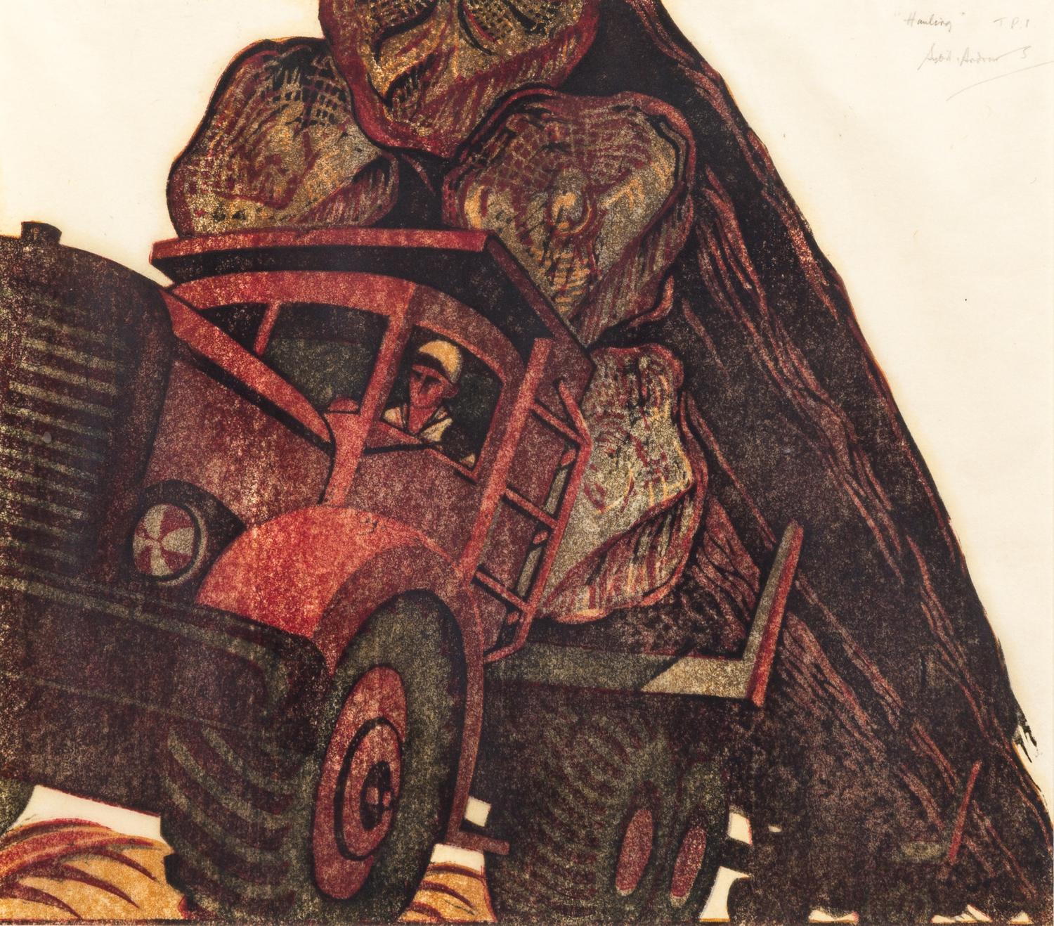 Sybil Andrews, (British/Canadian, 1898-1992), Hauling, 1952