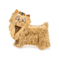 YELLOW GOLD AND DIAMOND YORKIE BROOCH