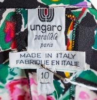A Pair of Emanuel Ungaro Silk Floral Wrap Blouses, Black size 10, White no size.