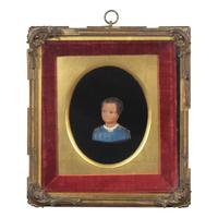 English School, 19th Century — Two Works: Wax Pictures of Children
