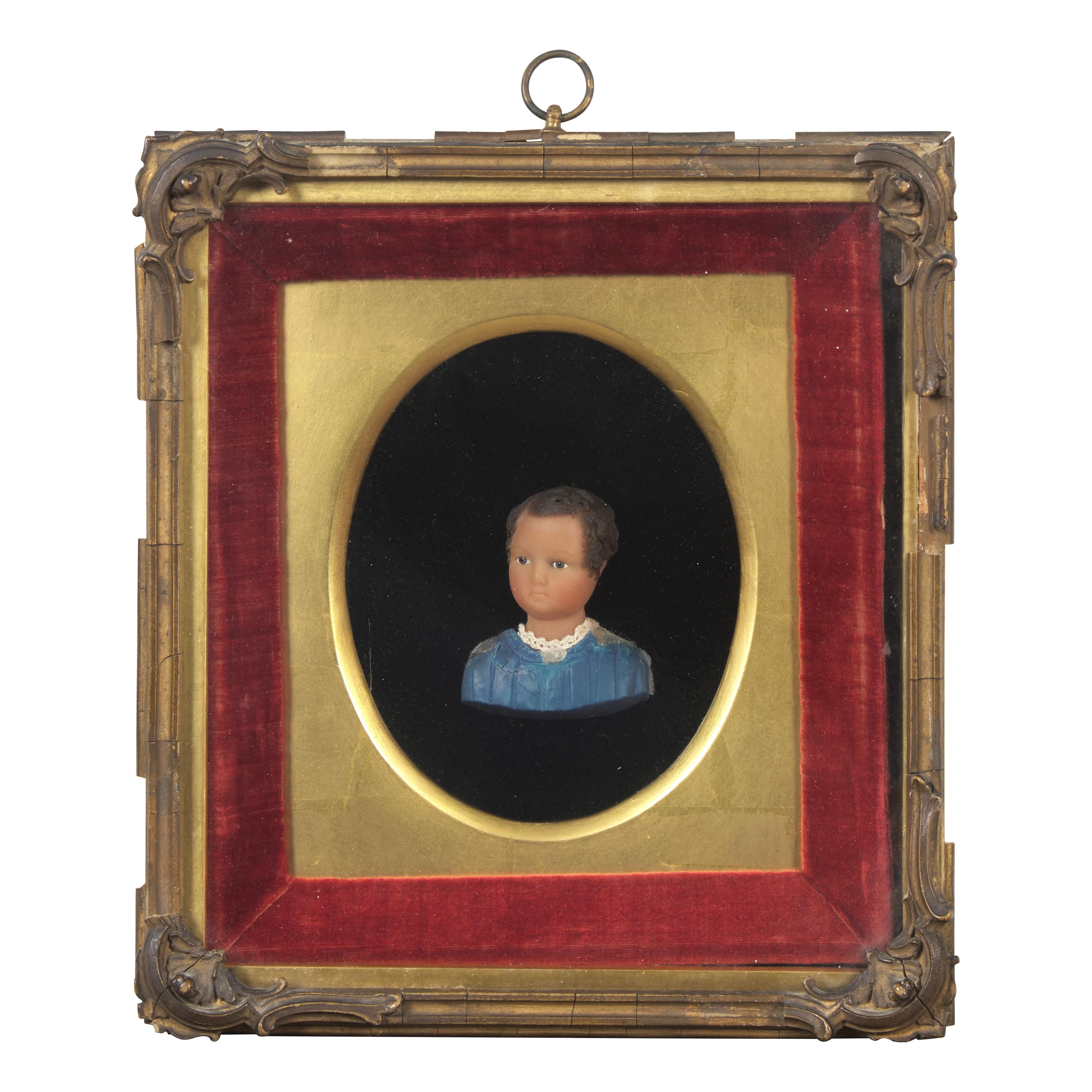 English School, 19th Century — Two Works: Wax Pictures of Children