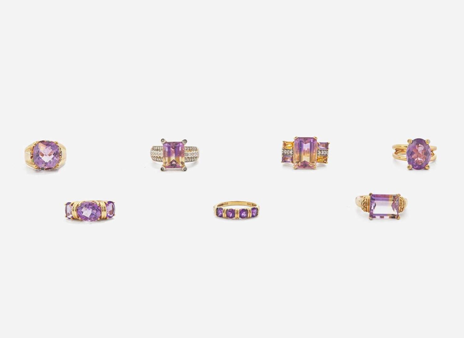 An Assortment of Ladies Amethyst Rings