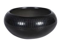 Blackware Pottery Bowl, with Repeating Feather Design