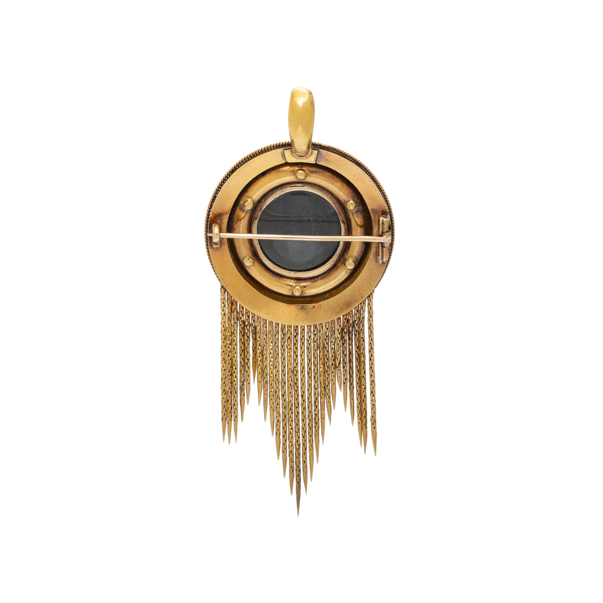 VICTORIAN, TURQUOISE AND YELLOW GOLD LOCKET PENDANT BROOCH