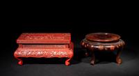 Two Chinese Lacquered and Wood Stands