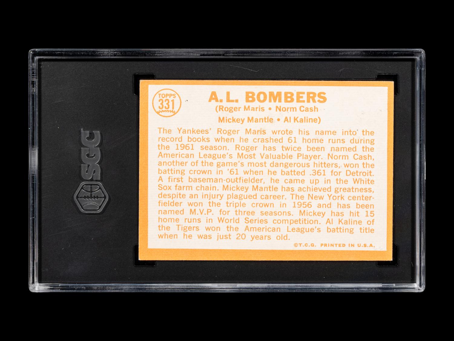 A 1964 Topps A.L. Bombers Baseball Card No. 331 (SGC 4 VG/EX)