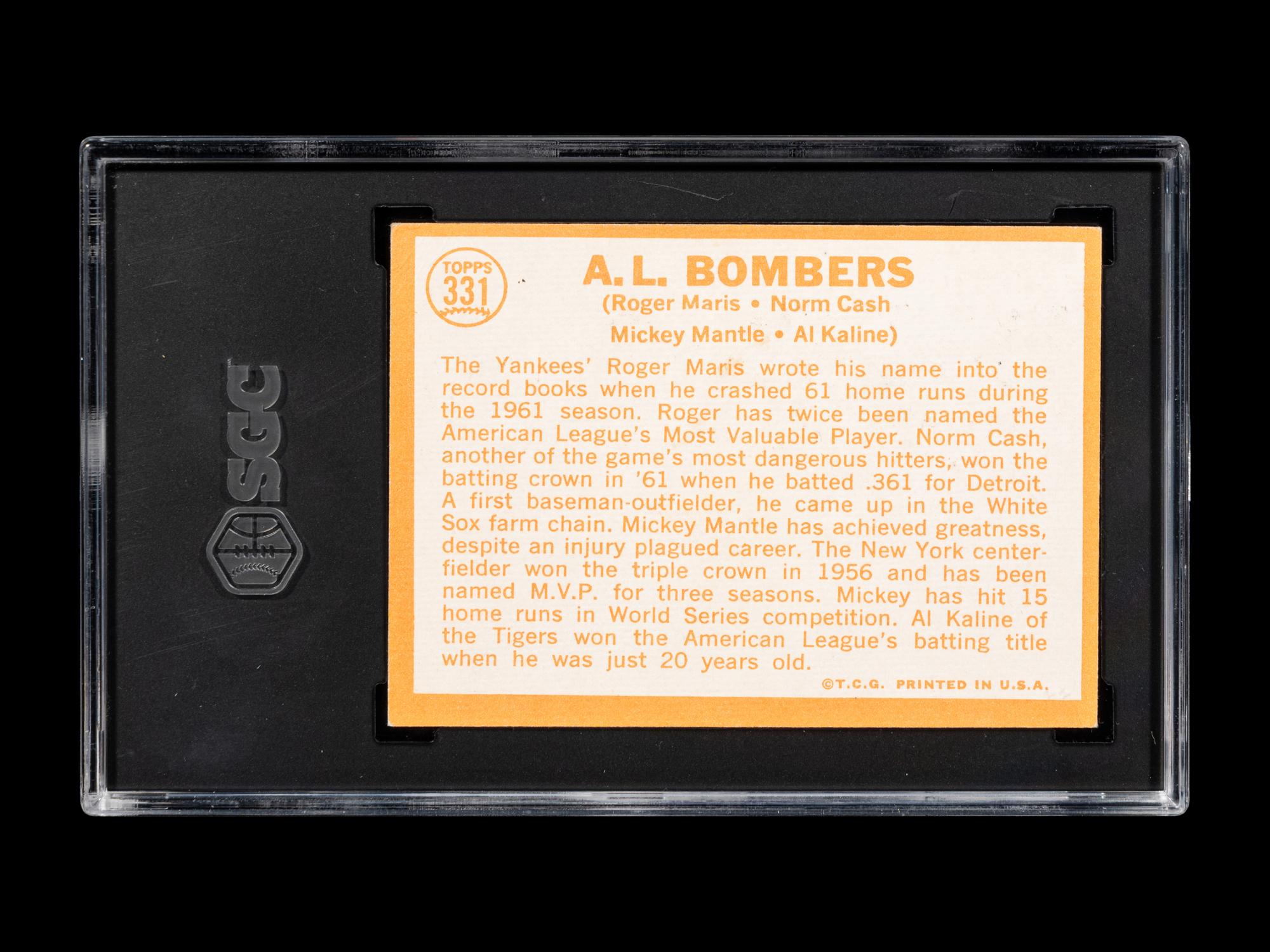 A 1964 Topps A.L. Bombers Baseball Card No. 331 (SGC 4 VG/EX)
