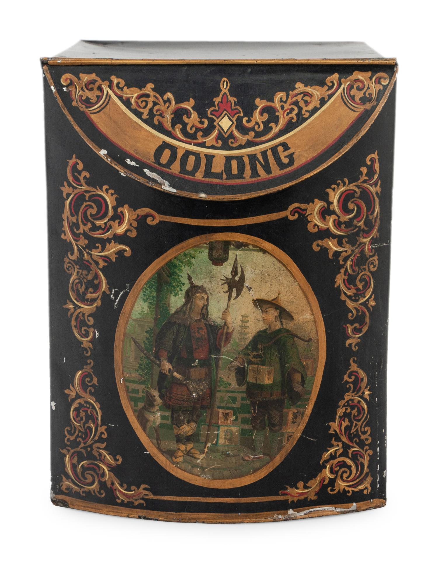 An English Chinoiserie Decorated Tole Tea Canister