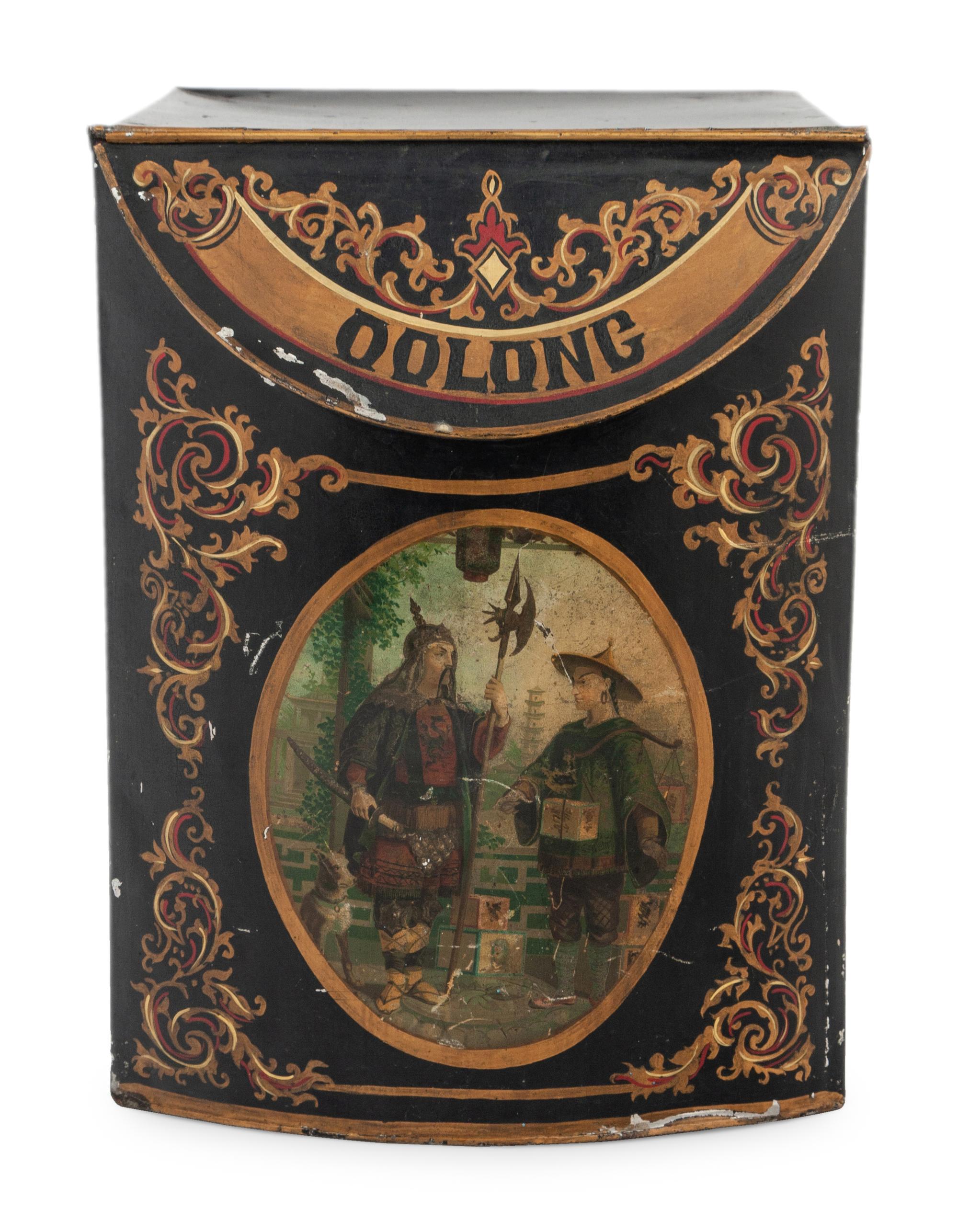 An English Chinoiserie Decorated Tole Tea Canister