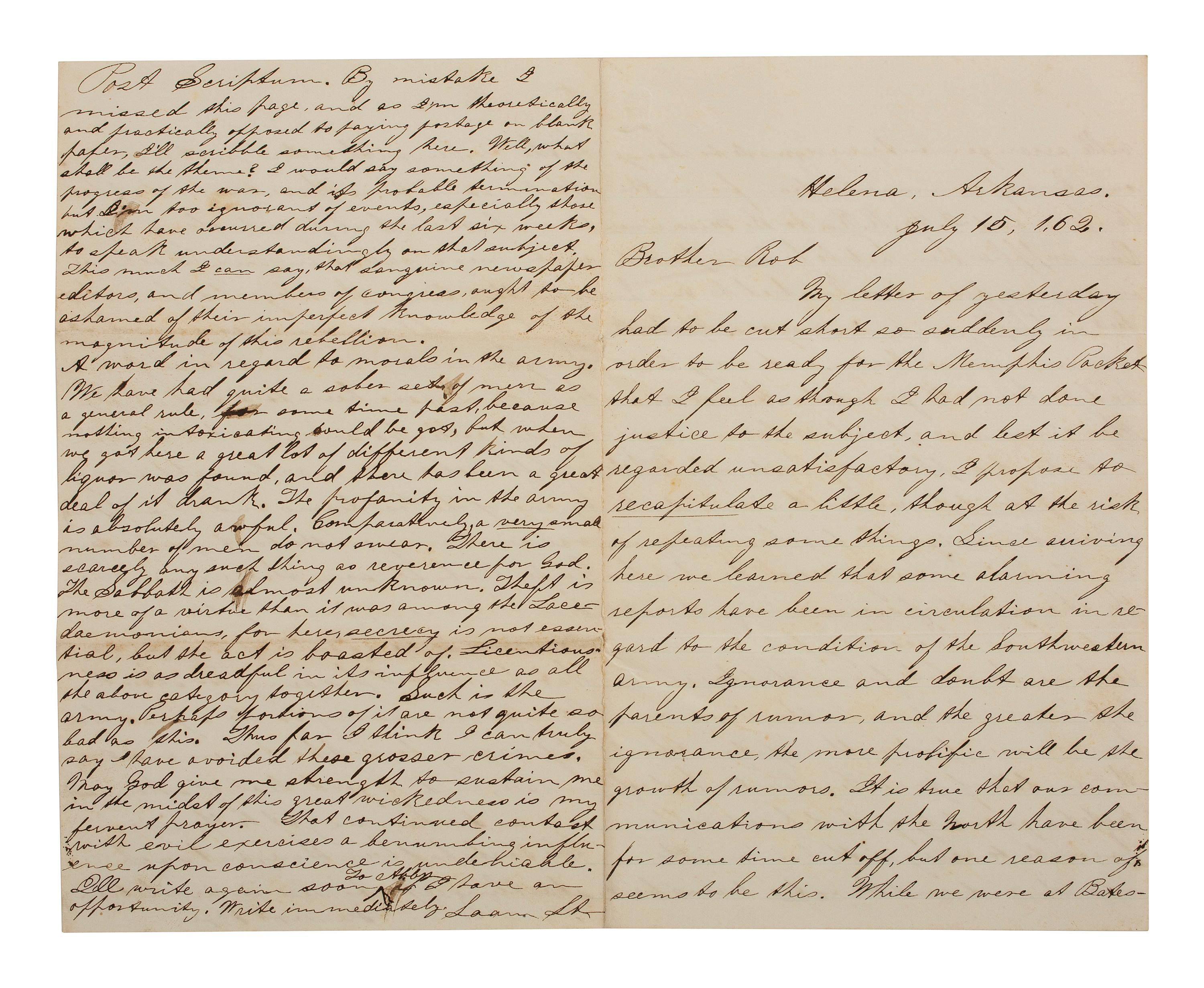 [CIVIL WAR]. Corporal Samuel McKinney Stafford (1837-1922), 16th Ohio Battery, archive including war-date diary and letters.