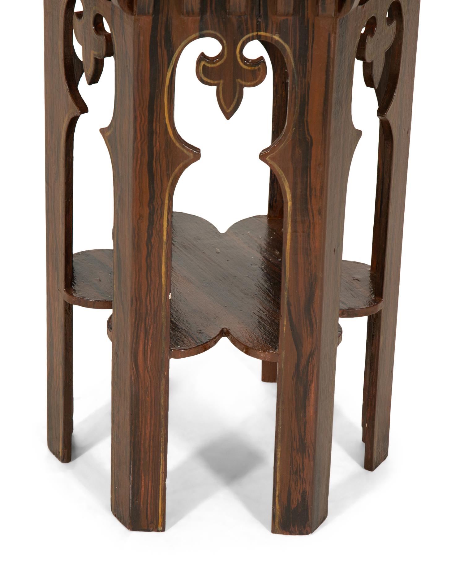 A Grain-Painted and Parcel Gilt Moorish Style Pedestal Table