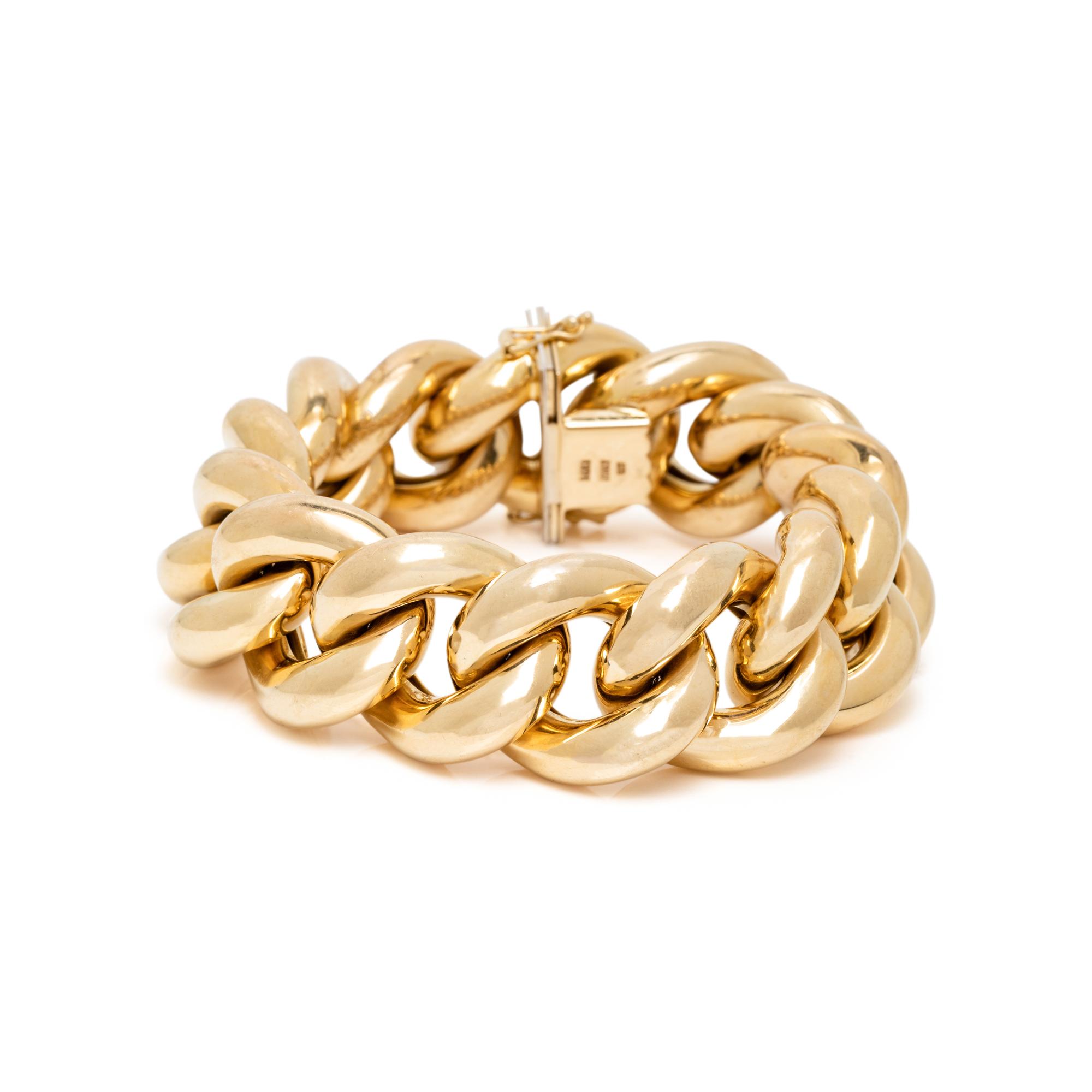 YELLOW GOLD HOLLOW CURB LINK BRACELET