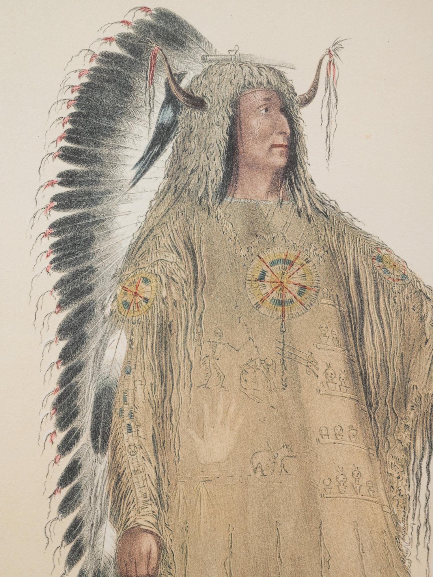 Three Hand-Colored Lithographs by George Catlin (American, 1796-1872) and a Lithograph Published by McKenney and Hall